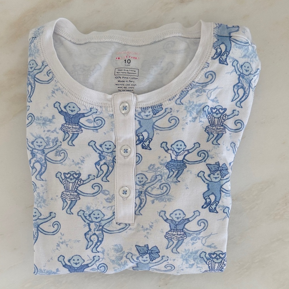 Roller Rabbit X Love Shack Fancy Blue and White Kids Pajama Set